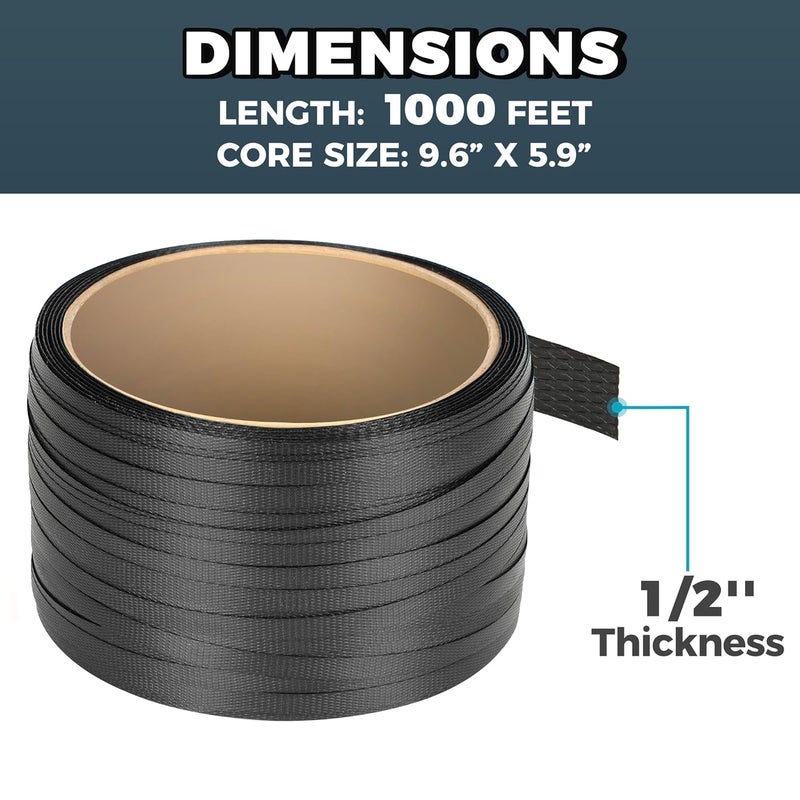 Storage Standard PP Strapping Banding Roll - 1000ft x ½’’ Standard PP Strapping Roll - Banding Strapping Kit & Pallet Strapping Kit - 400lb Break Strength - Includes PP Strapping Roll & Self-Dispensing Box - Image 5